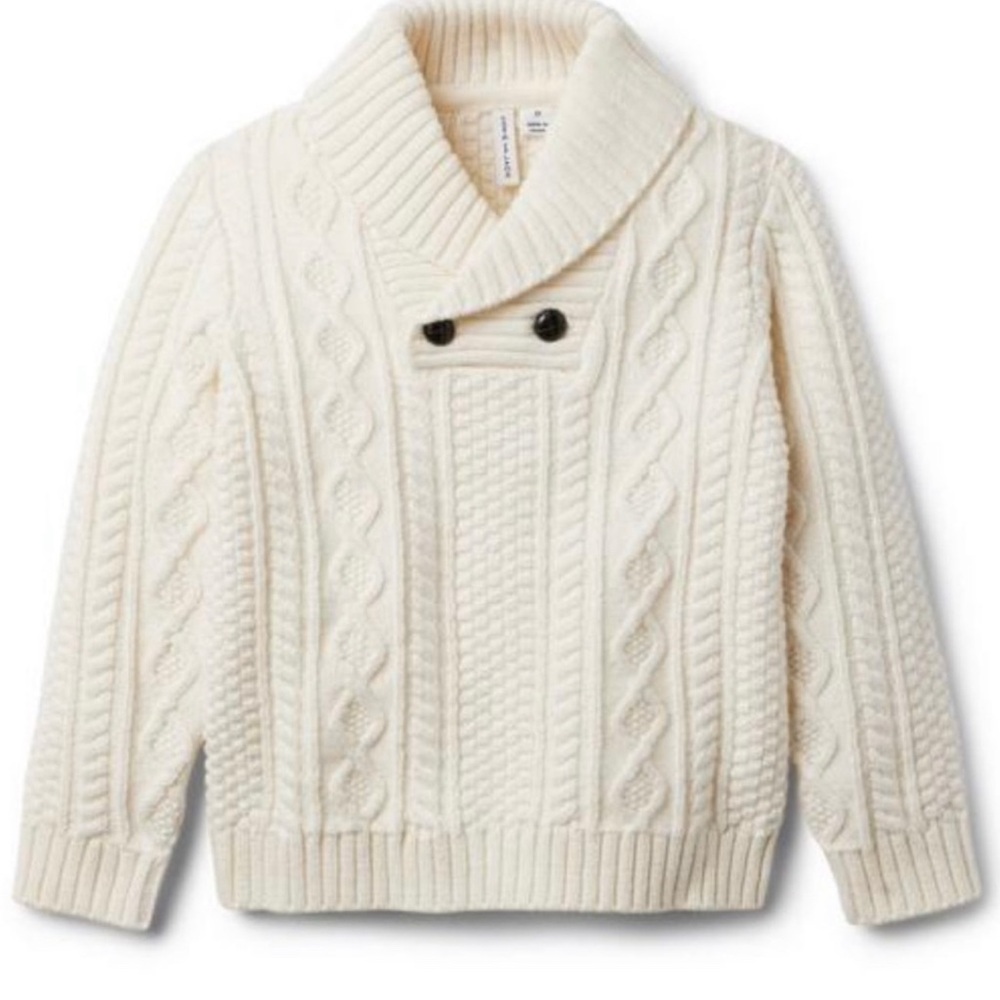Janie and Jack Cable Knit Shawl Collar Sweater Size 5